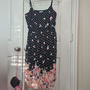 Black Polka Dot and Floral Dress